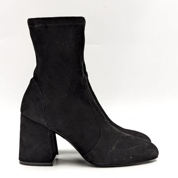 Stuart Weitzman Women Yulian Black Suede Sock Dress Office Sock Boots size 7.5 - Picture 9 of 12